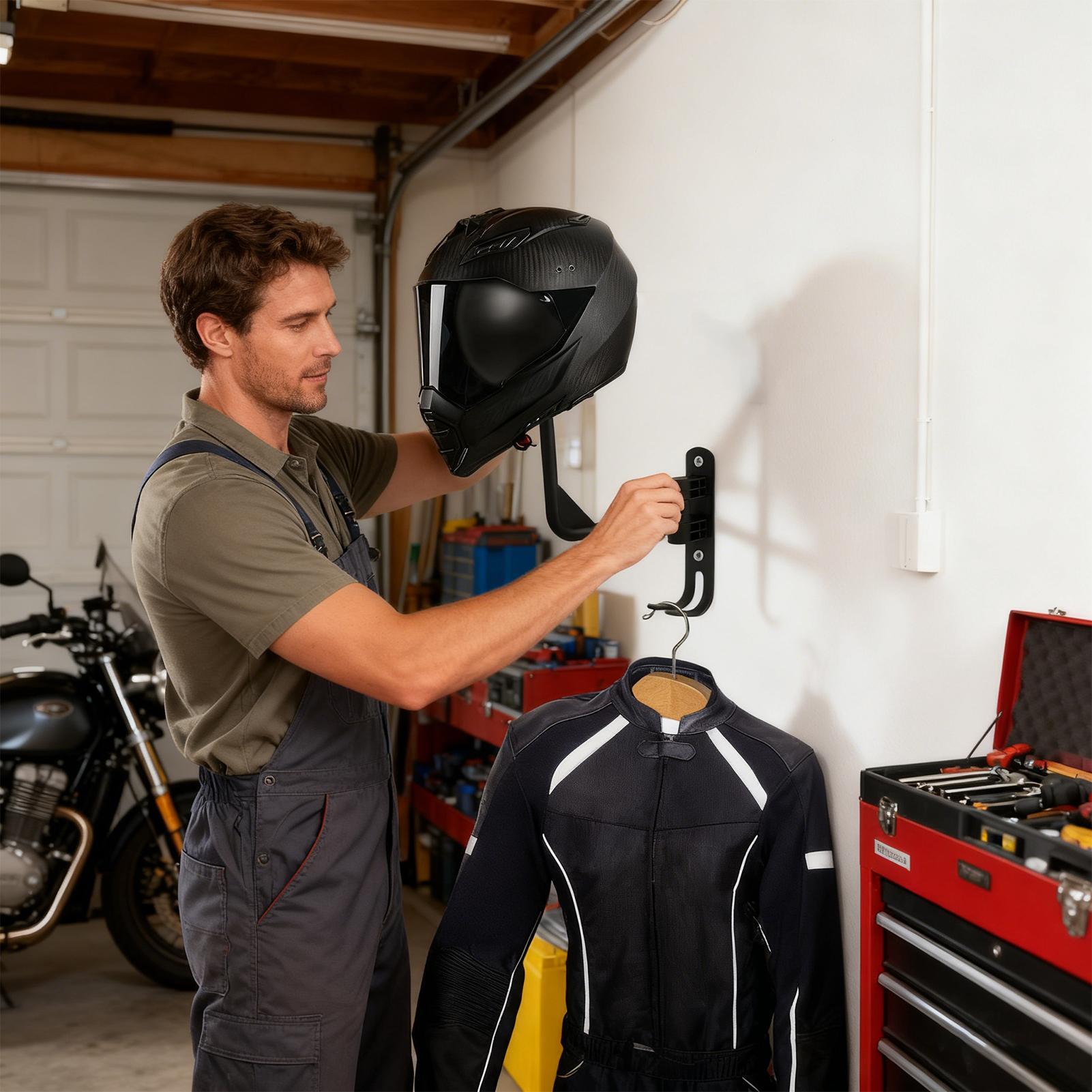 Motorcycle Gear Organizer - Helm Organizer Wandmontage 180 Graden Draaibare