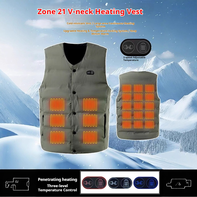 Motorcycle Gear For Winter - Winter Nieuwe Stijl 21-zone V-hals Verwarmingsvest